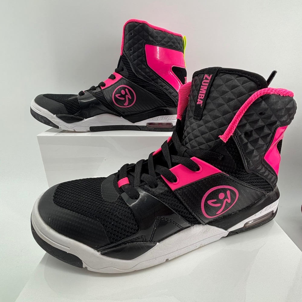 Zumba Air Stud Womens 10 Black Pink High Top Dance Fitness Sneaker A1F00143-BLCK